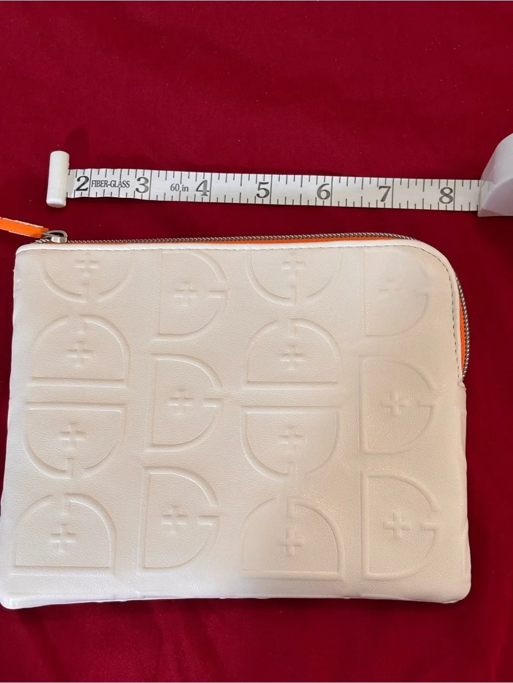 Dr Dennis Gross Skincare Bag WhiteOrange Zip Pouch. Brand New.